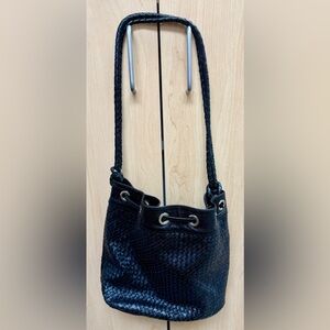 Elliott Lucca Black Woven Leather Shoulder Bag